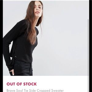 NWOT Brave Soul Tie Side Cropped Sweater